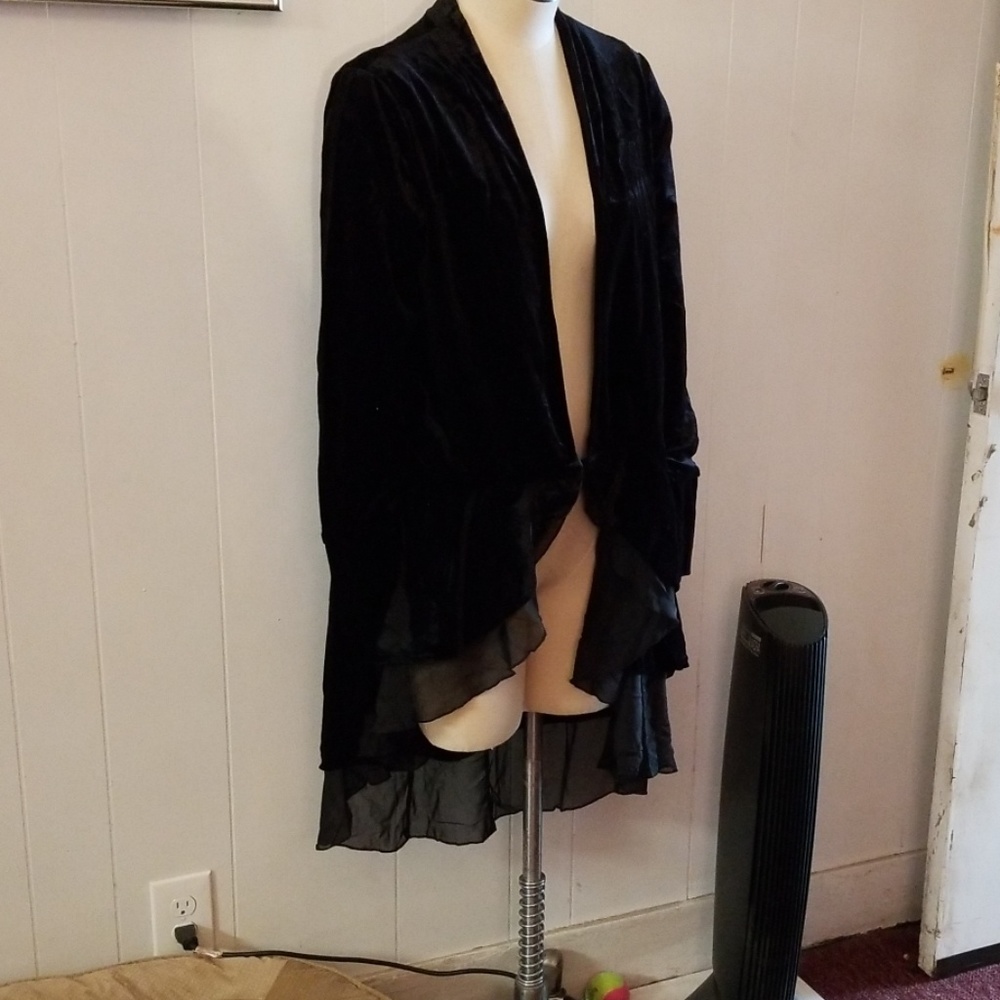 Soft surroundings like velour/chiffon cardigan